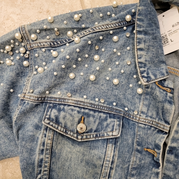 Beaded rhinestone Jean jacket - Picture 2 of 7